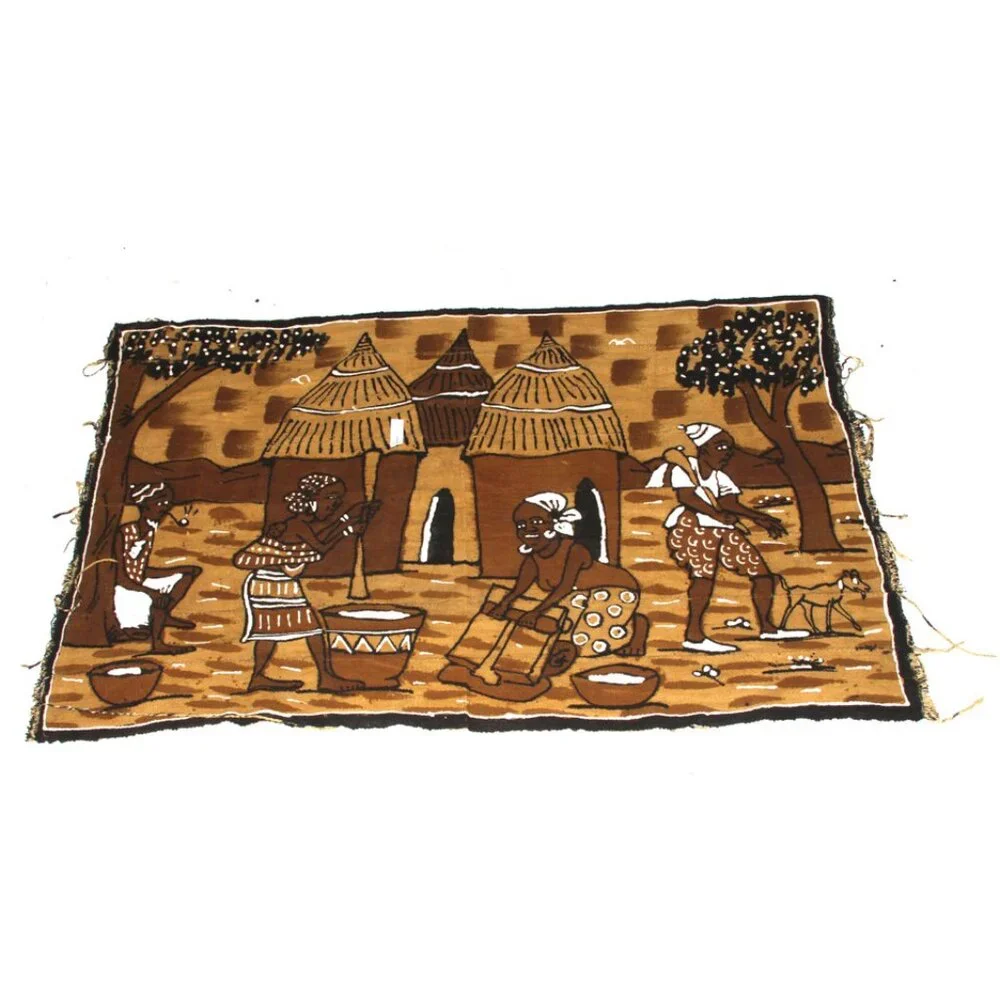 Mud Cloth Handmade Tapestry Textile Basenji Mali African Painting 45